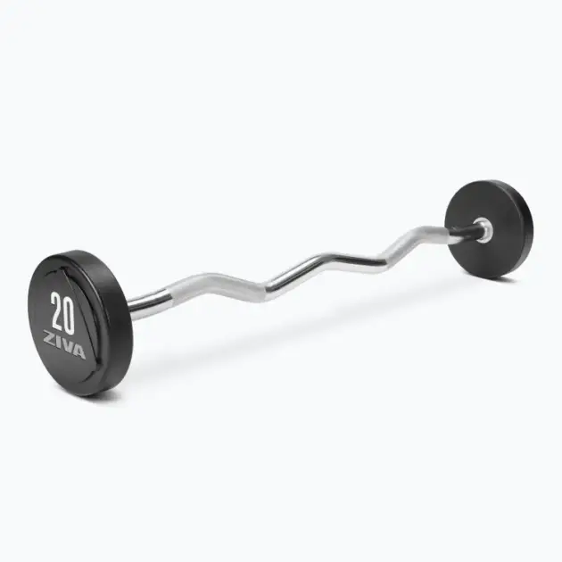 ZVO Solid Steel Urethane EZ Curl Barbells