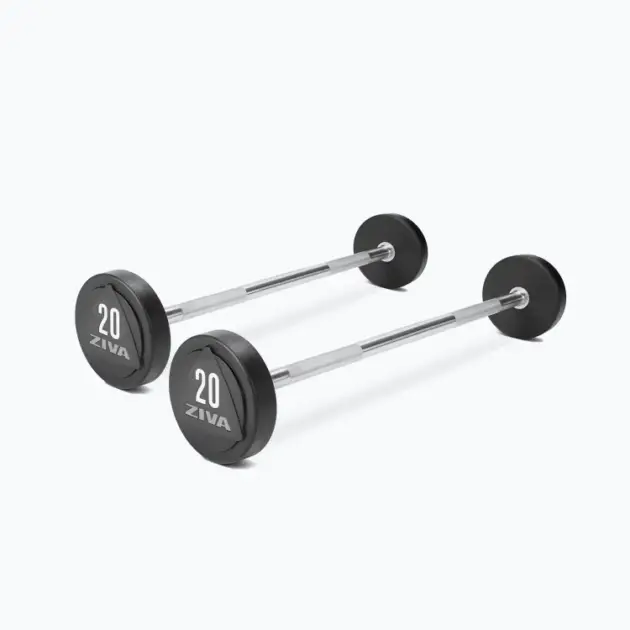 ZVO Solid Steel Urethane EZ Curl Barbell Sets